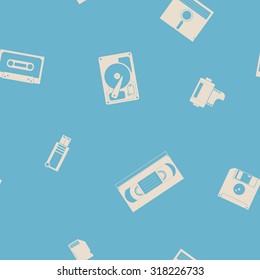 Seamless background with data storage icons for your design