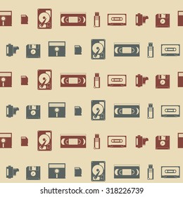 Seamless background with data storage icons for your design