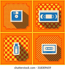 Seamless background with data storage icons for your design