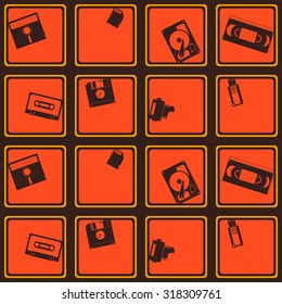 Seamless background with data storage icons for your design