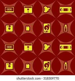Seamless background with data storage icons for your design