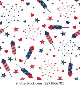 Seamless background to the day of independence of the USA. Presidents day. Seamless pattern for Independence Day. USA national holiday Fourth of July. American design seamless pattern