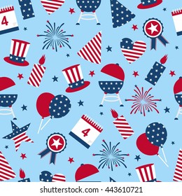 Seamless background to the day of independence of the USA. Seamless pattern for Independence Day - USA national holiday Fourth of July.