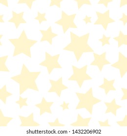 Seamless background with decorative abstract yellow stars. Can be used as decoration for wrapping paper, wallpapers, backgrounds, greeting cards, scrapbooking, print, gift wrap, manufacturing decor.