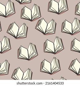 Seamless background with decorative books. Vector illustration