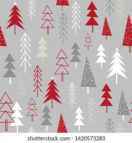 Seamless background with decorative Christmas tree design. vector illustration