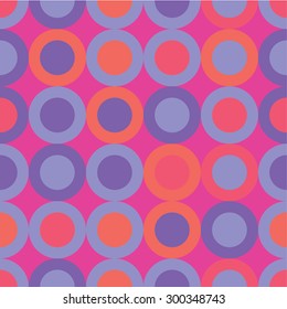 Seamless background with decorative circles, dots and buttons
