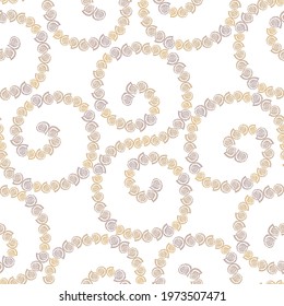 Seamless background of decorative drawn nautilus seashells