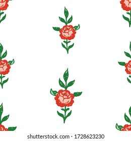 Fondo inmaculado de rosas rojas decorativas dibujadas