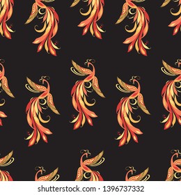 Seamless background of decorative fabulous birds