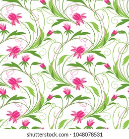 Seamless background of the decorative flowers