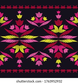 El fondo es impecable, con flores decorativas. Diseño con eclosión manual. Ornamento étnico de boho. Textil. Ilustración vectorial para diseño web o impresión.