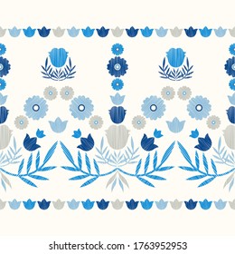Seamless background with decorative flowers. Design with manual hatching. Ethnic boho ornament. Textile. Vector illustration for web design or print.