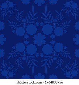 Seamless background with decorative flowers. Mexico. Design with manual hatching. Ethnic boho ornament. Textile. Vector illustration for web design or print.