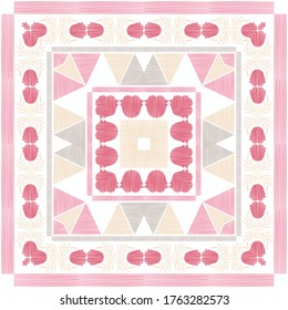 El fondo es impecable, con flores y triángulos decorativos. Diseño con eclosión manual. Ornamento étnico de boho. Textil. Ilustración vectorial para diseño web o impresión.