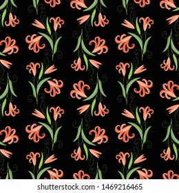 Seamless background of decorative garden lilies