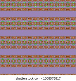 Seamless background with decorative gold chains on a purple background.