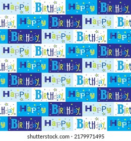 Seamless background with decorative happy birthday letter perfect for paper gift wrap, decoration paper