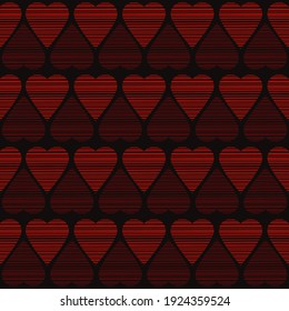 Fondo sin inconveniente con corazones decorativos. Dibujo de trazos. Día de San Valentín. Patrón geométrico. Tarjeta de felicitación. Ilustración vectorial para diseño web o impresión.