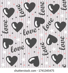 seamless background with decorative hearts and stars
