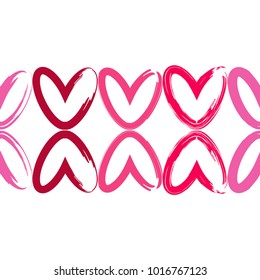 Seamless background with decorative hearts. Valentine's day. Ink drawing. Textile rapport.