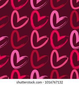 Seamless background with decorative hearts. Valentine's day. Ink drawing. Textile rapport.