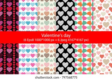 Seamless background with decorative hearts. Valentine's day. Textile rapport.