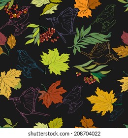 Seamless background with  decorative leaves.