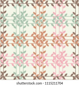 Seamless background with decorative leaves. Brushwork. Hand hatching. Scribble texture. Textile rapport.