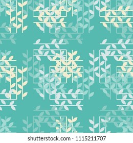 Seamless background with decorative leaves. Brushwork. Hand hatching. Scribble texture. Textile rapport.