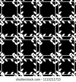 Seamless background with decorative leaves. Brushwork. Hand hatching. Scribble texture. Textile rapport.