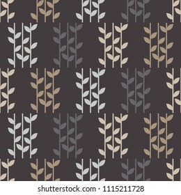 Seamless background with decorative leaves. Brushwork. Hand hatching. Scribble texture. Textile rapport.