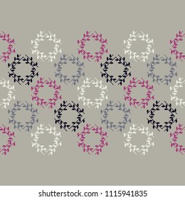 Seamless background with decorative leaves. Brushwork. Hand hatching. Scribble texture. Textile rapport.