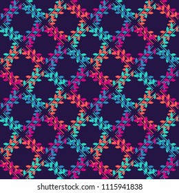 Seamless background with decorative leaves. Brushwork. Hand hatching. Scribble texture. Textile rapport.