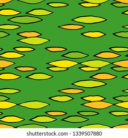 Seamless background with decorative leaves. Brushwork. Hand hatching. Flower mosaic. Can be used for wallpaper, textile, invitation card, wrapping, web page background.