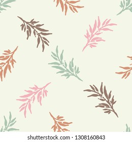 Seamless background with decorative leaves. China. Brushwork. Hand hatching. Flower mosaic. Can be used for wallpaper, textile, invitation card, wrapping, web page background.