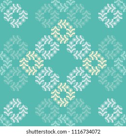 Seamless background with decorative leaves. Flower mosaic. Textile rapport.