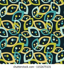 Seamless background with decorative leaves. Flower mosaic. Textile rapport.