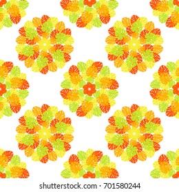 Seamless background with decorative leaves. Monstera Mandala. Textile rapport.