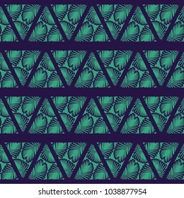 Seamless background with decorative leaves. Pattern with Palm leaves. Textile rapport.