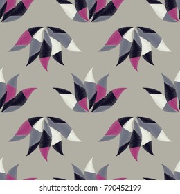 Seamless background with decorative leaves. Pattern with plants. Textile rapport.