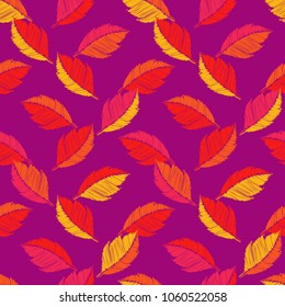 Seamless background with decorative leaves. Scribble texture. Textile rapport.