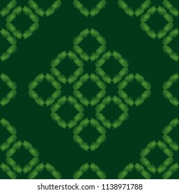 Seamless background with decorative leaves. Texture of rhombus. Texture of palm leaves. Textile rapport.