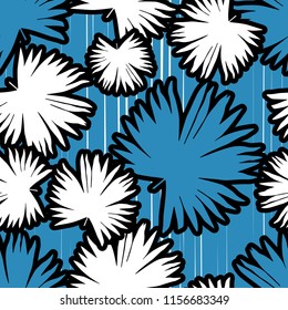 Seamless background with decorative leaves. Texture of palm leaves. Textile rapport.