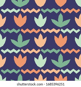 Seamless background with decorative modern leaves. Vector illustration for web design or print.