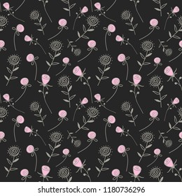 seamless background of decorative roses on a gray background