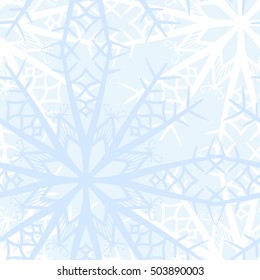 Seamless background decorative snowflakes on light blue