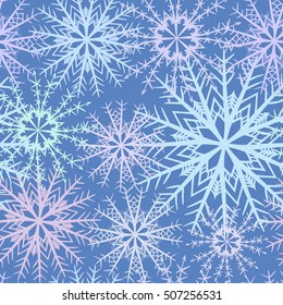 Seamless background decorative snowflakes on blue