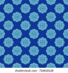 Seamless background with decorative snowflakes. Scribble texture. Textile rapport.