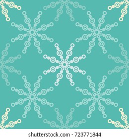 Seamless background with decorative snowflakes. Textile rapport.